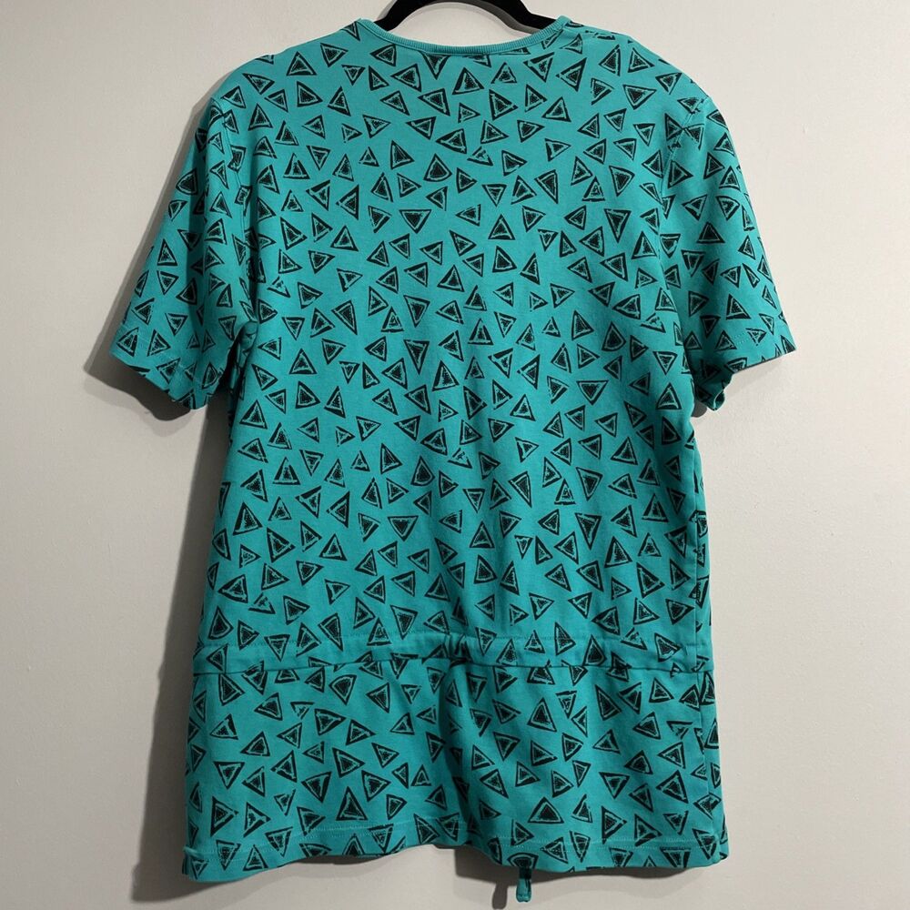 Cathy Daniels Size M Skirt and Top Set Abstract Triangle Pattern Green Black